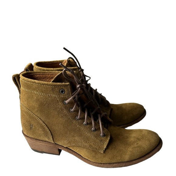 Frye Carson Lace Up Boots Khaki Olive Size 6.5 NEW